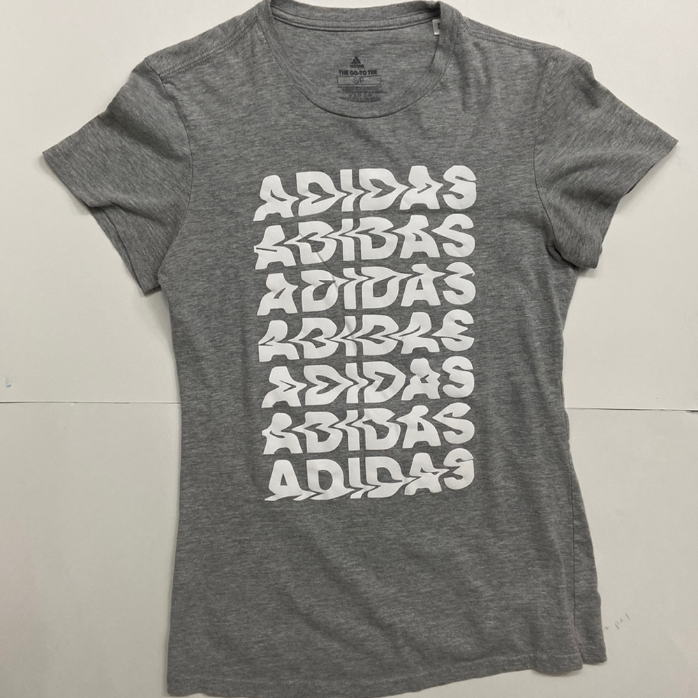 Gray Adidas Rippled Words Tee